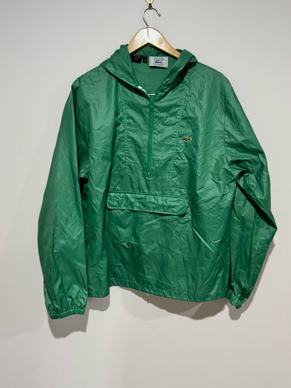 Vintage Izod Lacoste Green Pullover Hooded Anorak Windbreaker Jacket